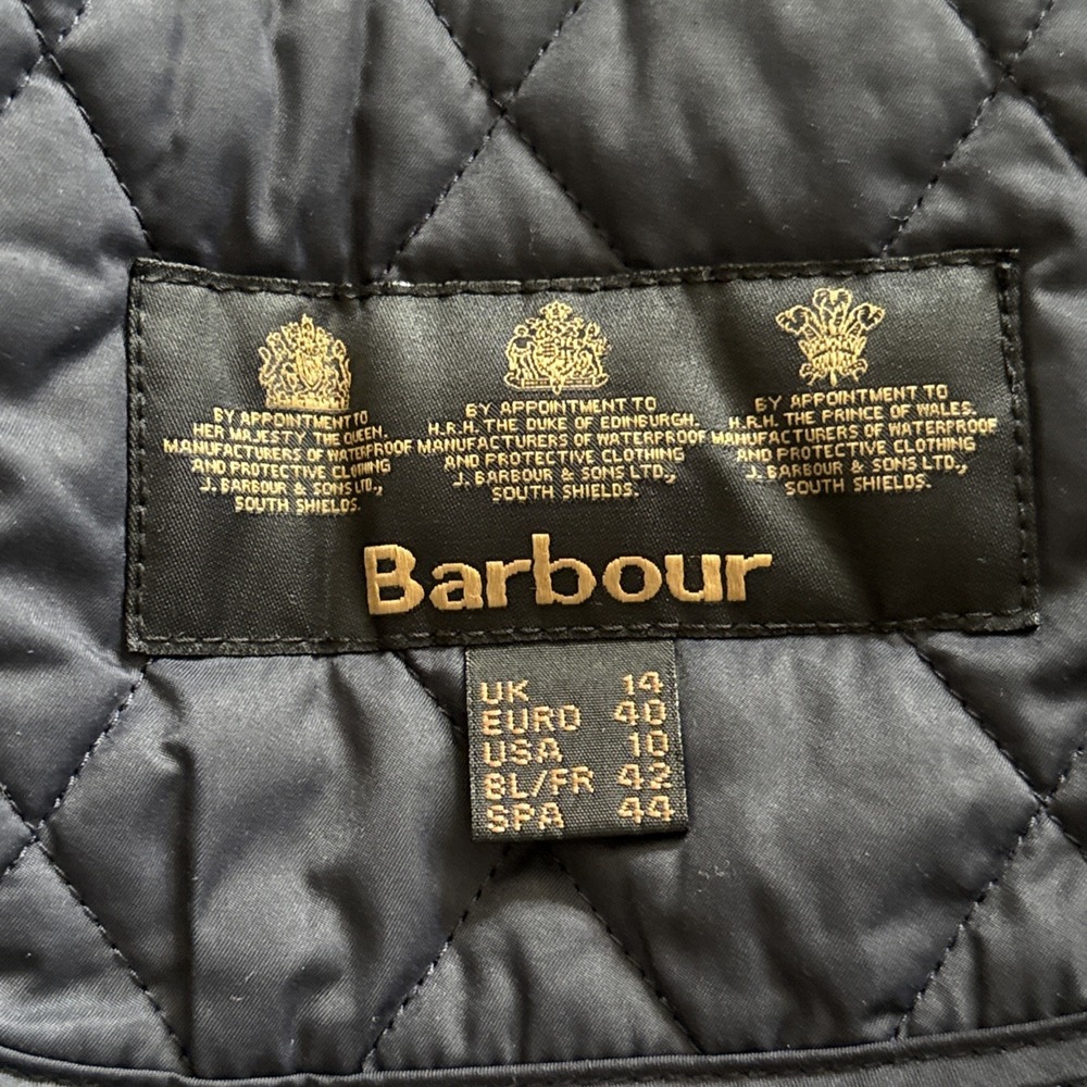 Barbour Strattford Quilt Jacket Women 10 Navy Insulated Corduroy Collar - Picture 5 of 11
